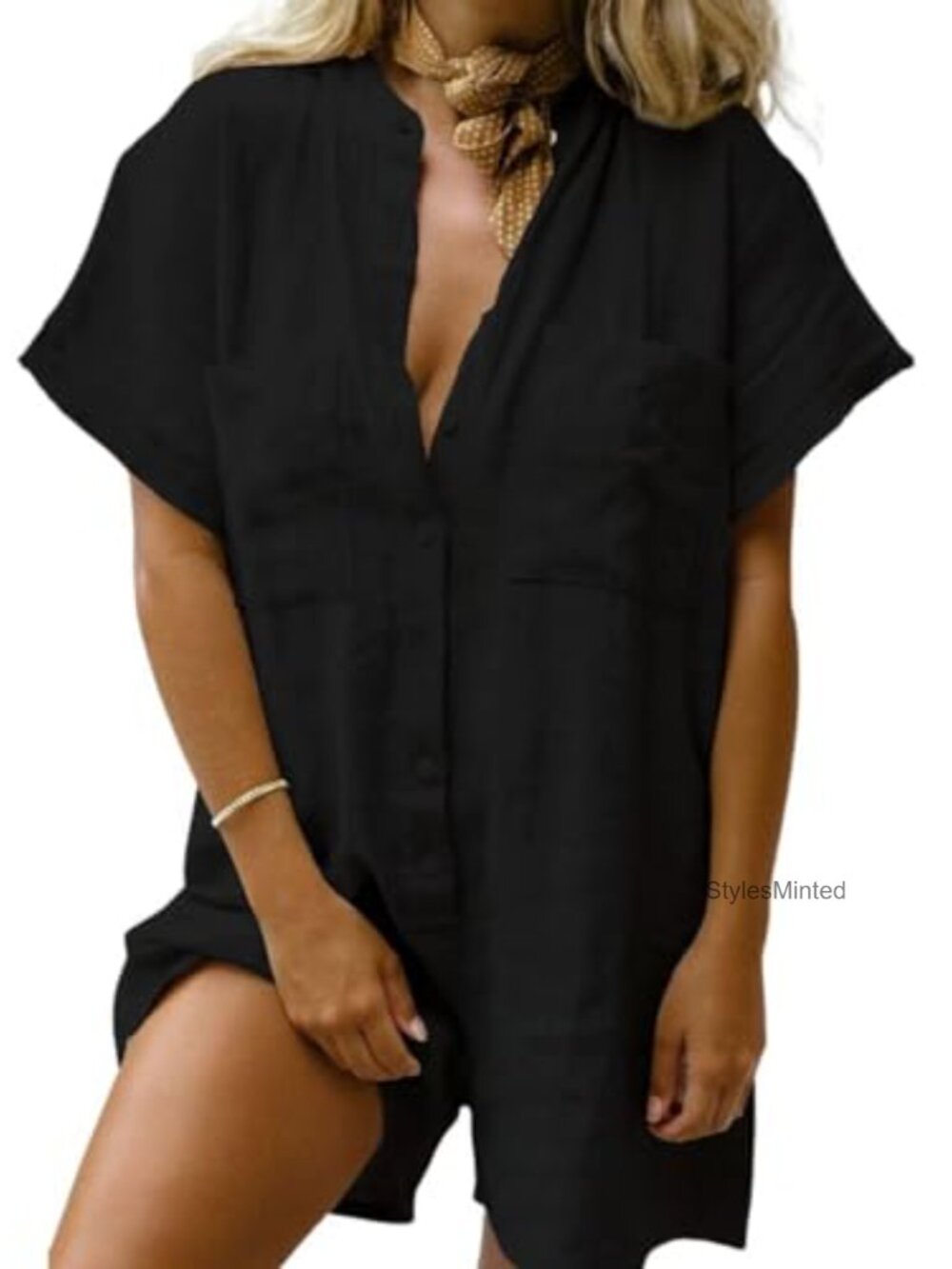 Button Down Wide Leg Cotton Linen Short Romper Shortalls Jumpsuit